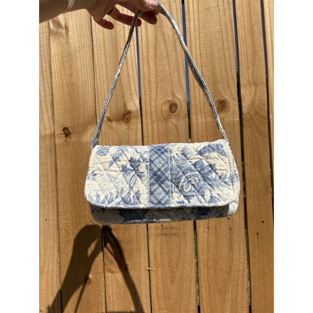 Vera Bradley Vintage Y2K Mini Shoulder Bag Blue Toile Quilted Rare